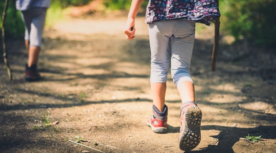 Children Hiking in Mountains