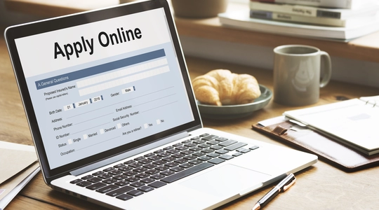 Image of a person filling out an online application form.