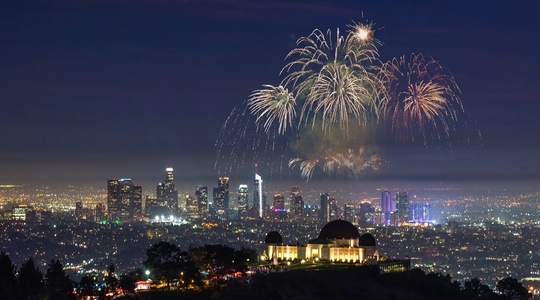Fireworks in night sky