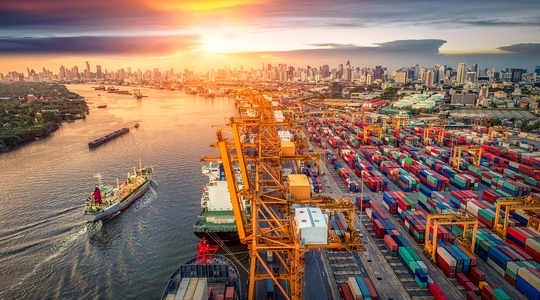 Logistics and transportation of Container Cargo ship