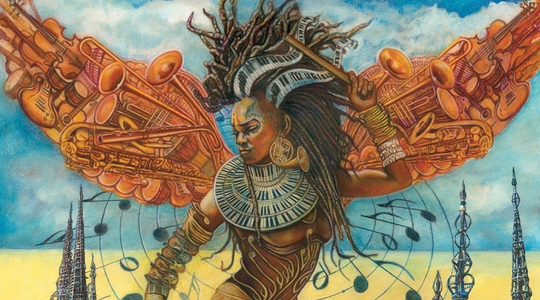 Illustration of a fantastical drummer