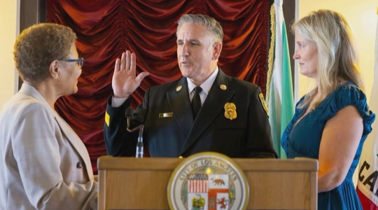 Video thumbnail: Chief Jaime Moore Sworn In as new Los Angeles Fire Chief