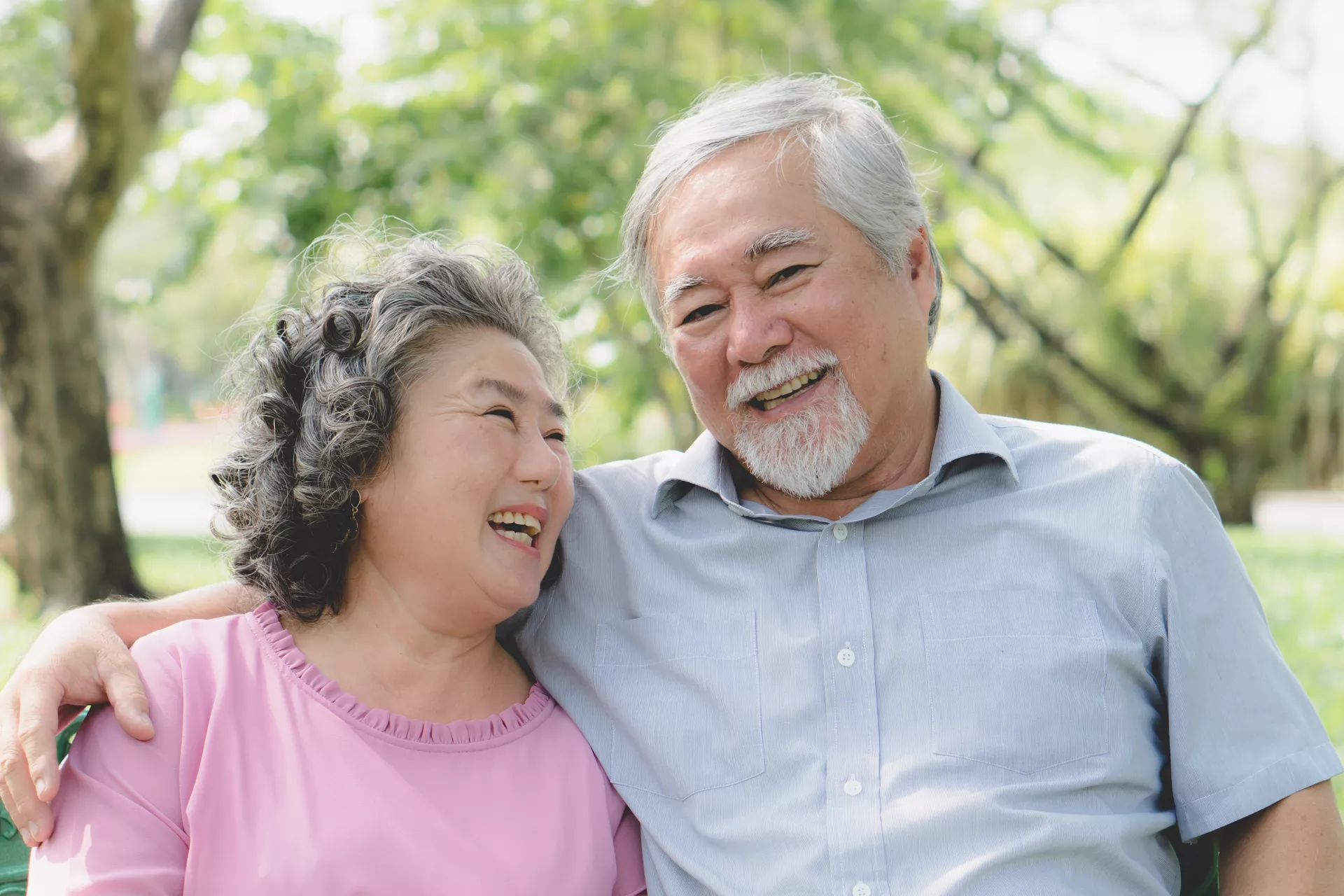 elderly simling couple