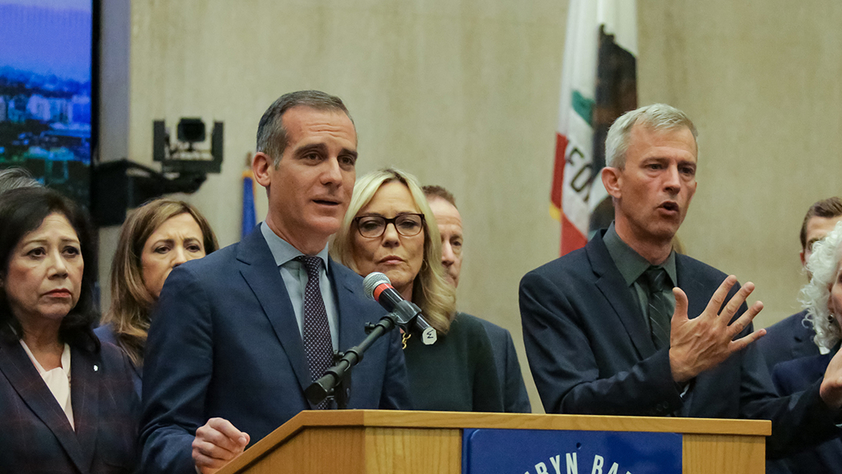Mayor Eric Garcetti at Press Conference