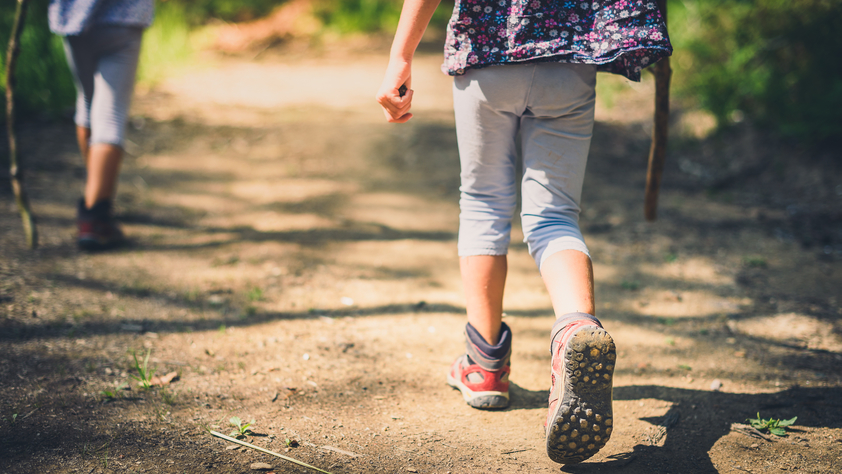 Children Hiking in Mountains