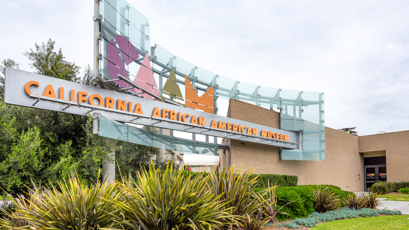 The exterior of the California African American Museum in Exhibition Park
