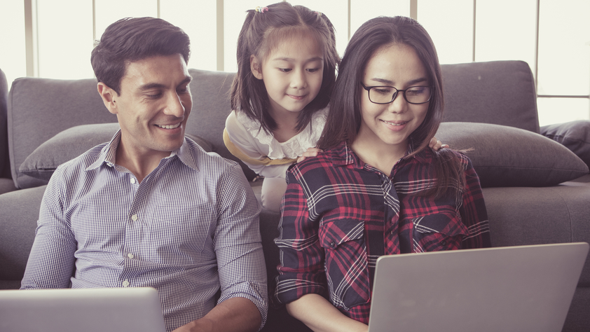Family using computer
