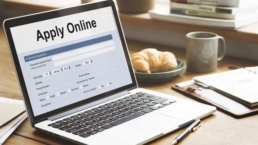 Image of a person filling out an online application form.