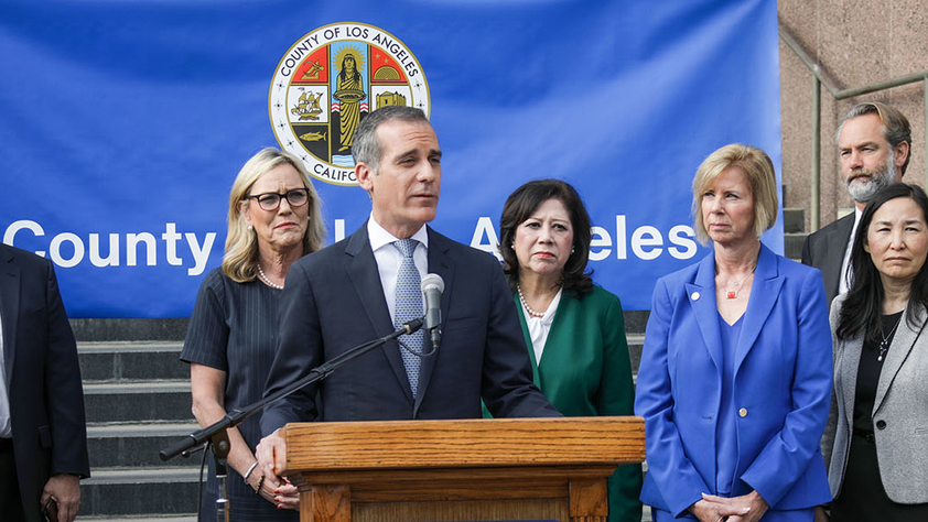 Mayor Eric Garcetti at press conference