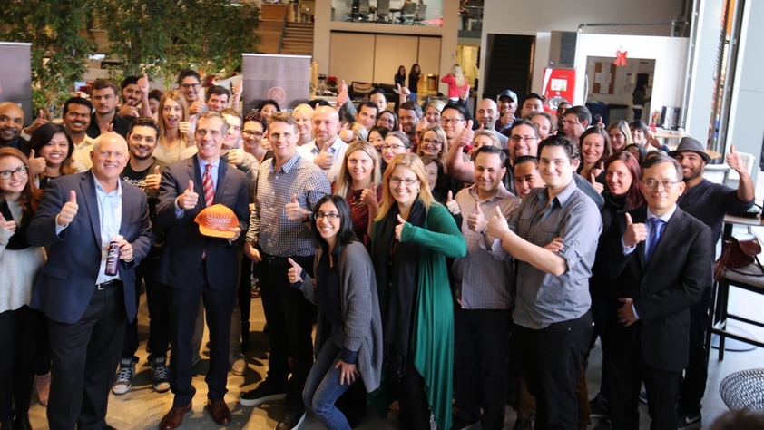 Mayor Garcetti with a group of People