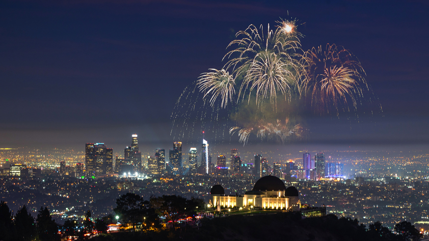 Fireworks in night sky