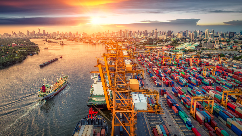 Logistics and transportation of Container Cargo ship